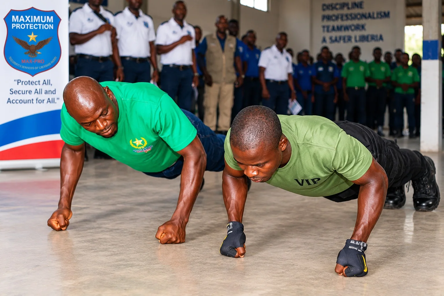 Max-Pro personnel demonstrating physical readiness during security training